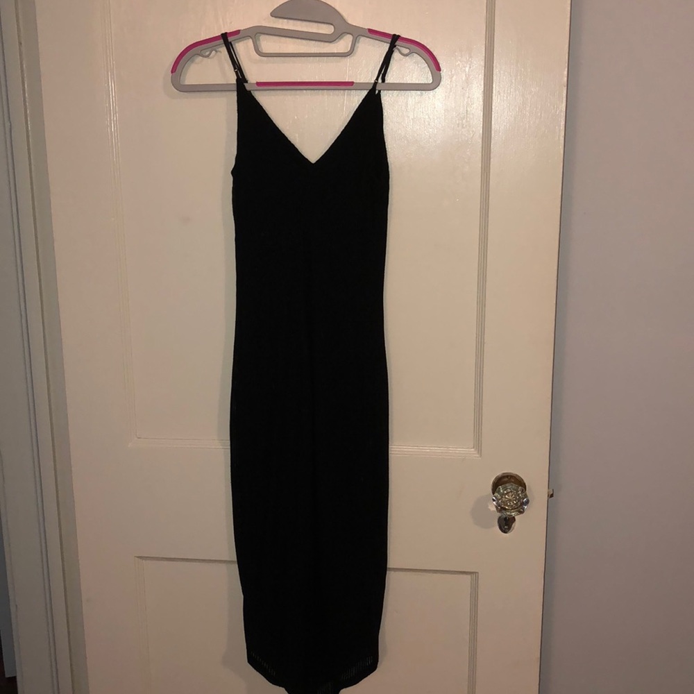 Express Vneck Ribbed Midi Dress - Black
